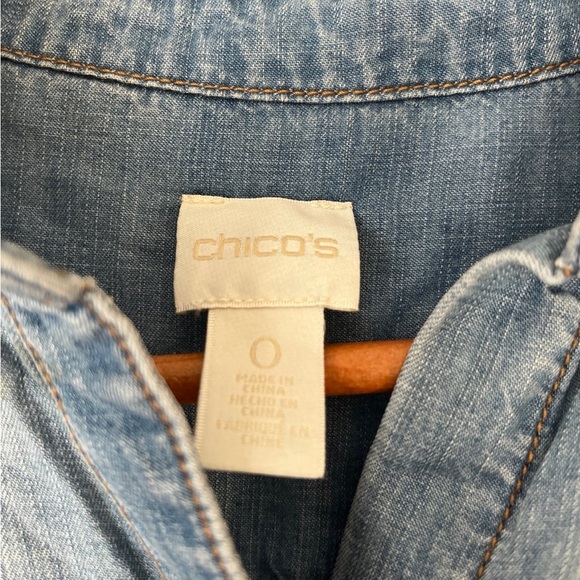 Chico’s Denim Jean Shirt Dress Small Blue - Picture 6 of 6